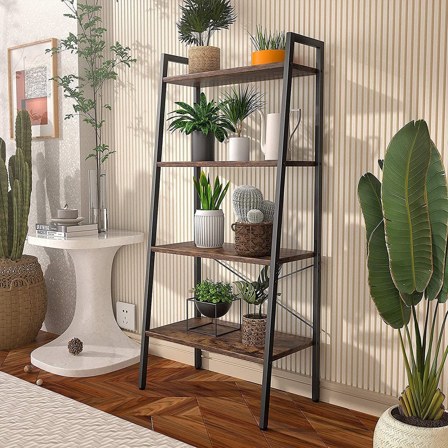 Bookshelf: 4-Tier Ladder Bookshelf for Living Room