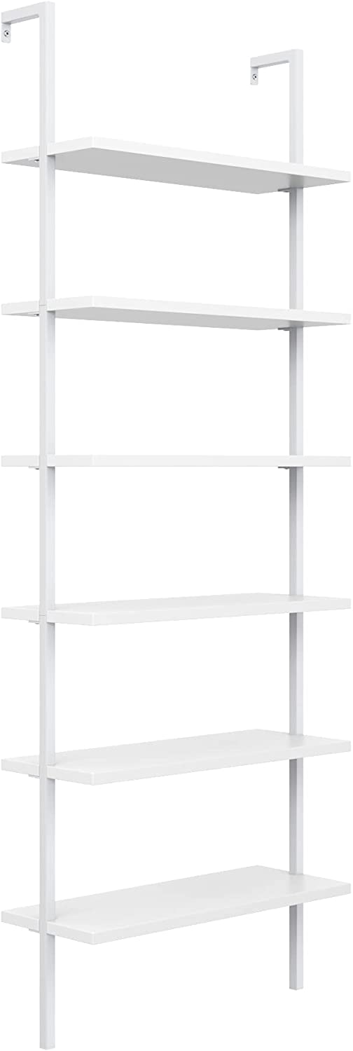 Bookshelf: 5-Shelf Oak Wood Modern Bookcase, Black Metal Frame