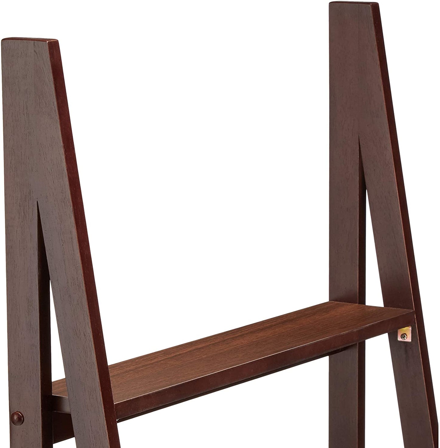 Bookshelf: 5-Tier Ladder Bookshelf Organizer with Solid Rubber Wood Frame