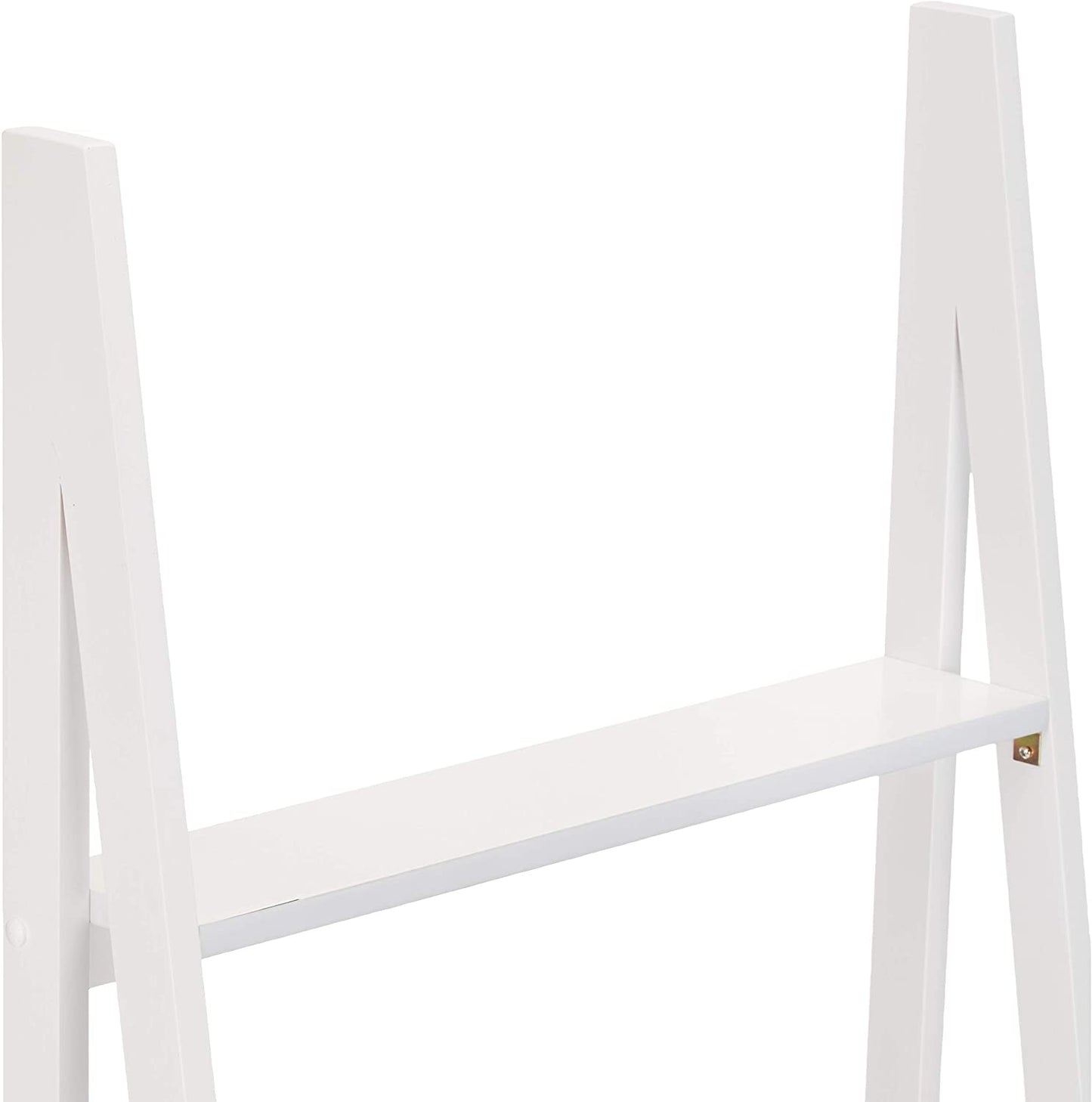 Bookshelf: 5-Tier Ladder Bookshelf Organizer with Solid Rubber Wood Frame