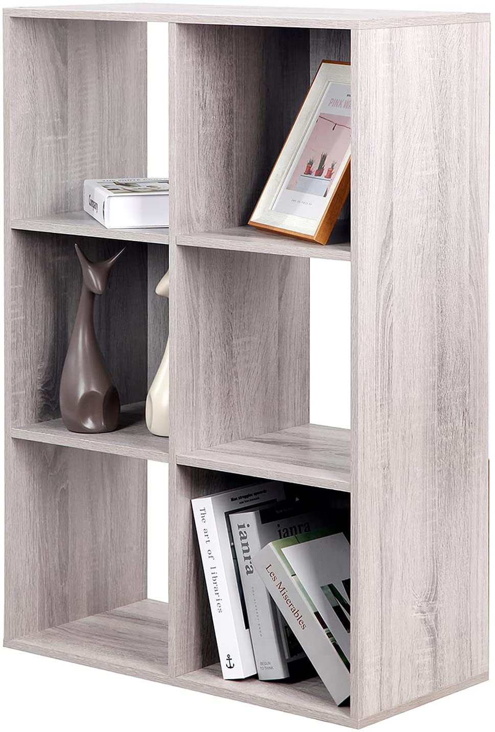 Bookshelf: 6 Tier Wooden Storage Cubes, Closet Cabinet Bookcase
