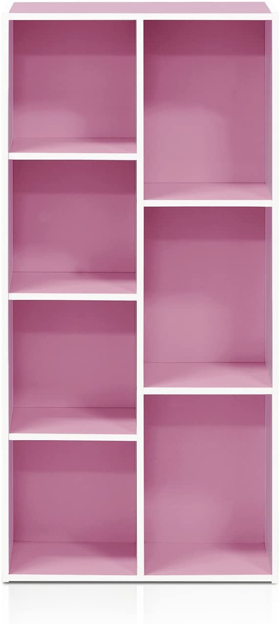 Bookshelf: 7-Cube Reversible Open Shelf, White/Pink