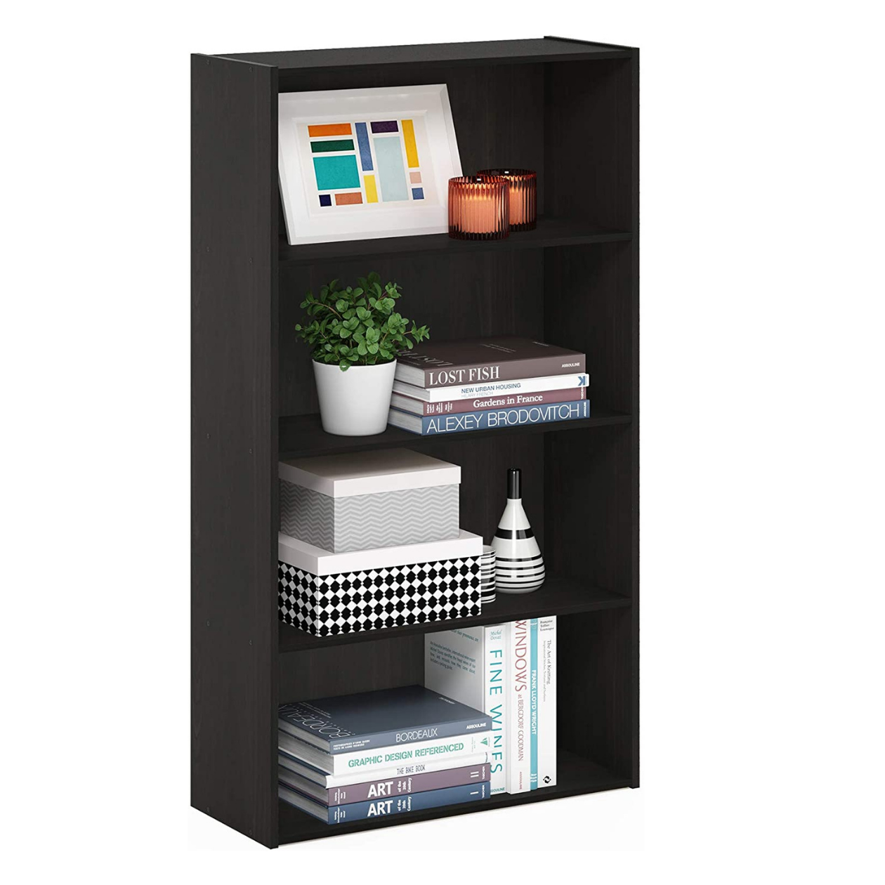 Bookshelf Espresso 4 Tier Open Shelf