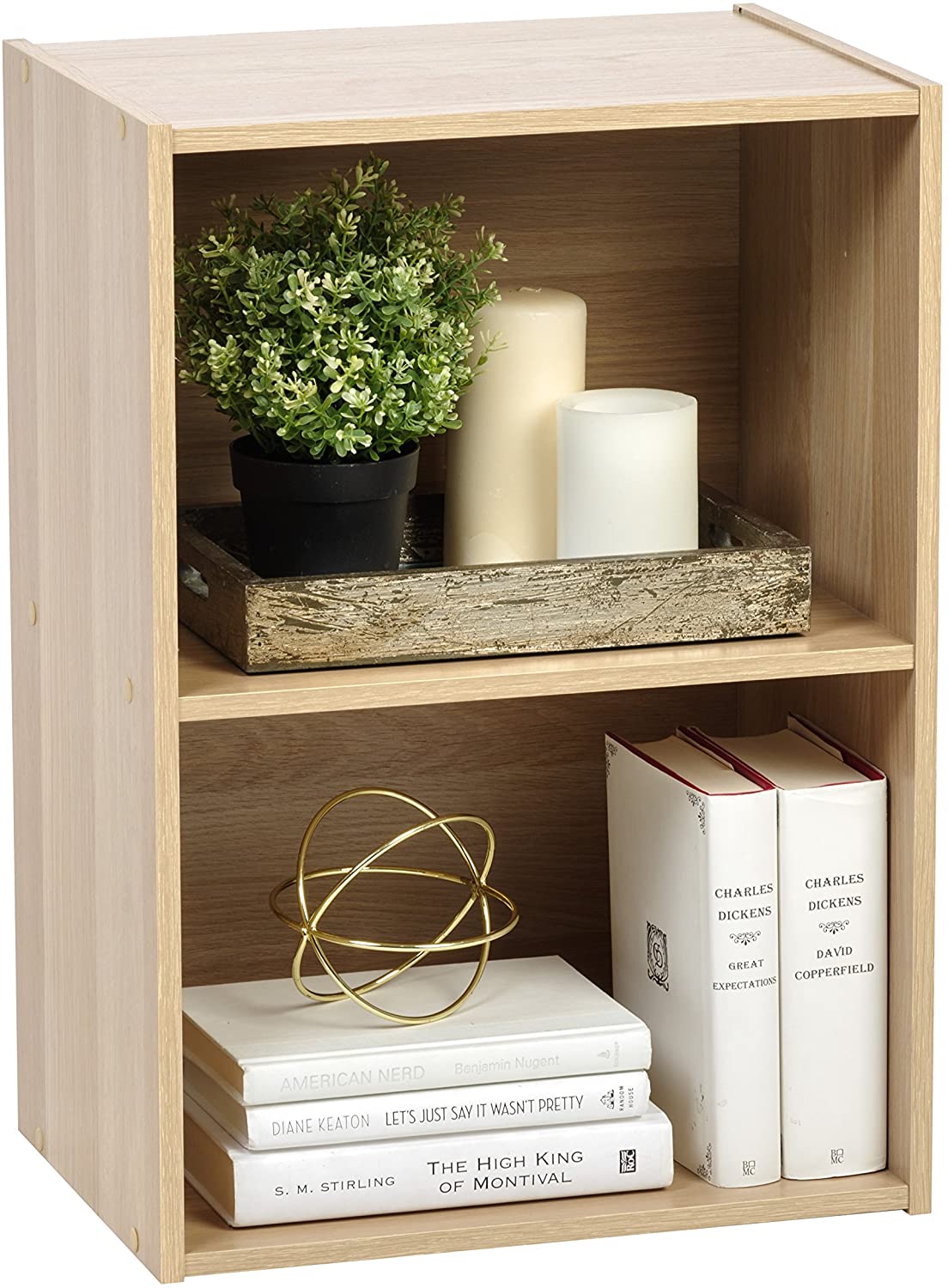 Bookshelf: Modern 2 Tier Shelf Small Bookcase