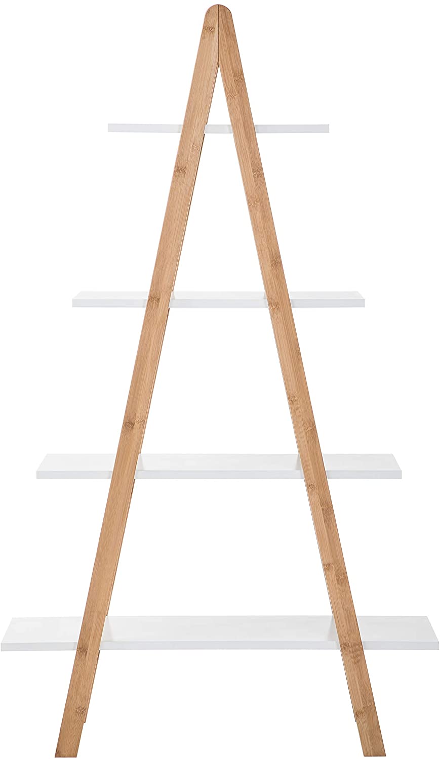 Bookshelf: Natural Bamboo and MDF Shelving, 4-Tier A-Frame Bookcase