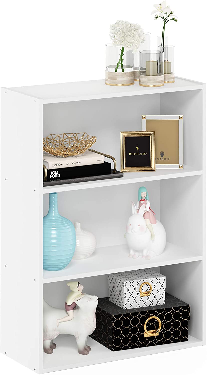 Bookshelf: Plain White 3-Tier Open Shelf Bookcase