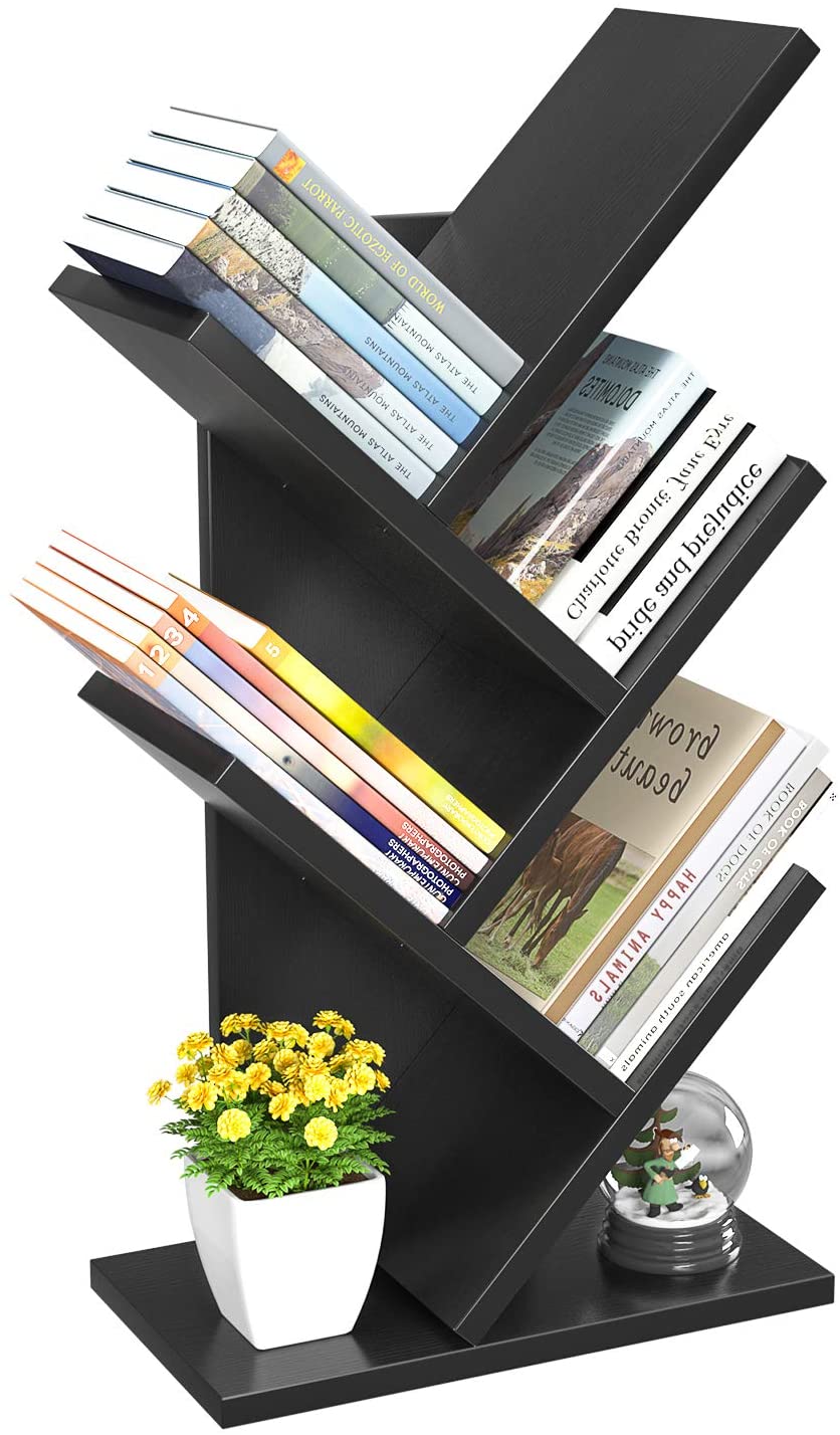 Bookshelf: Tree Bookshelf, 4-Tier Book Storage Organizer Shelves