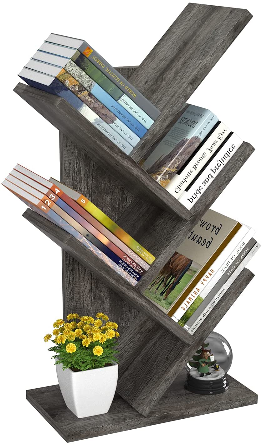 Bookshelf: Tree Bookshelf, 4-Tier Book Storage Organizer Shelves