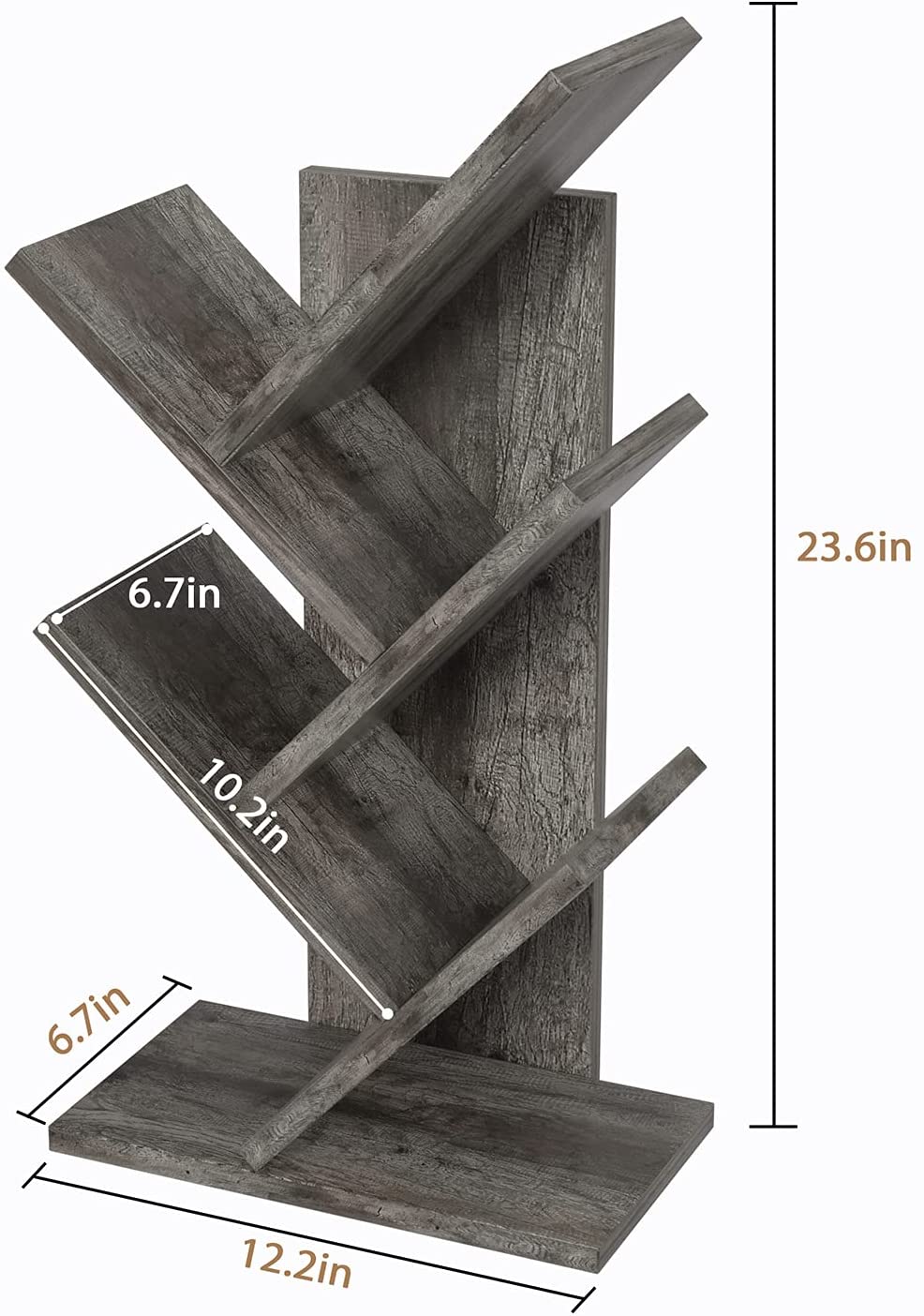 Bookshelf: Tree Bookshelf, 4-Tier Book Storage Organizer Shelves