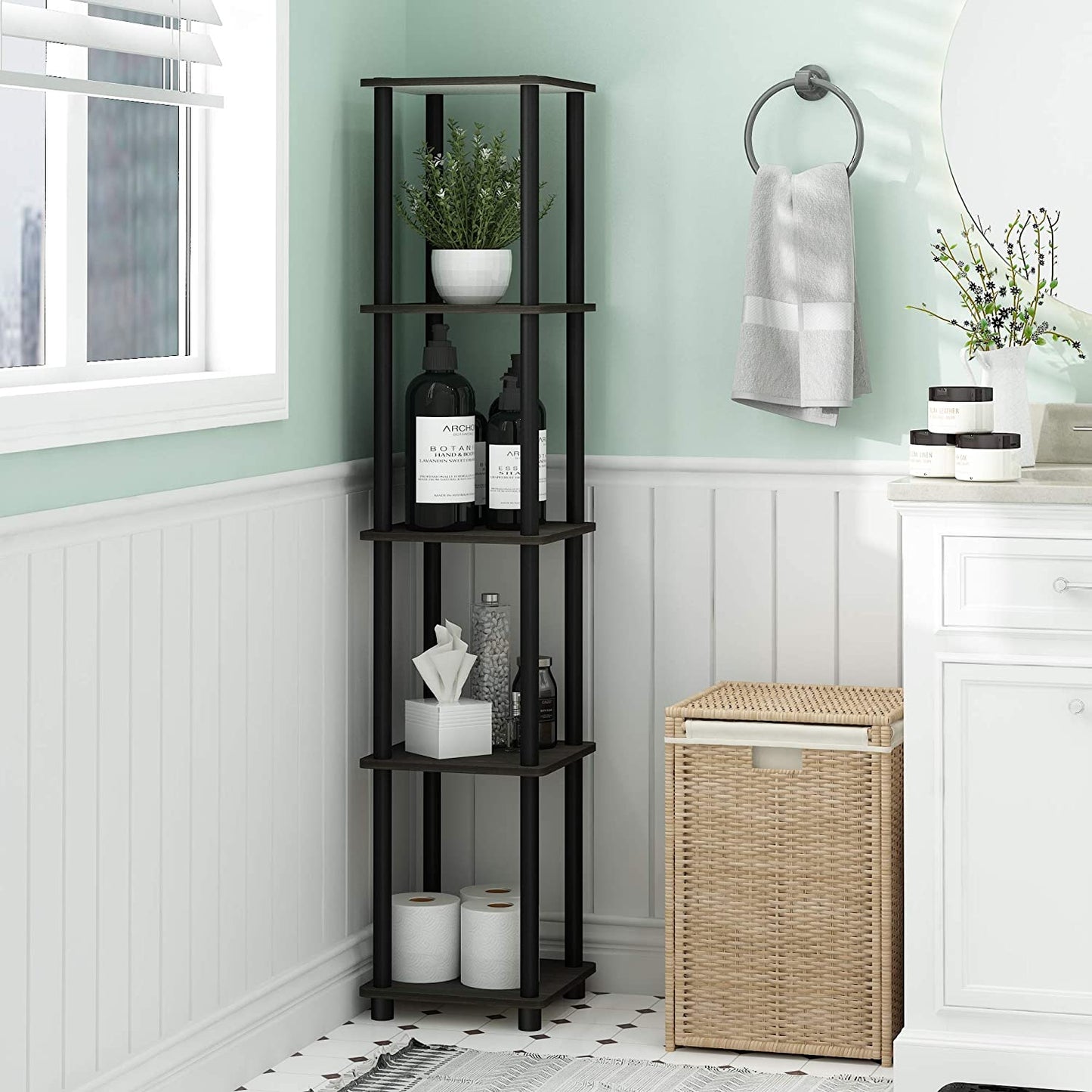 Bookshelf: Turn-N-Tube 5-Tier Corner Square Rack Display Shelf