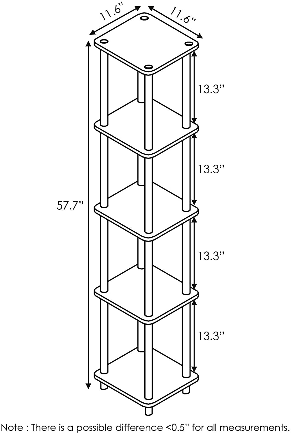 Bookshelf: Turn-N-Tube 5-Tier Corner Square Rack Display Shelf