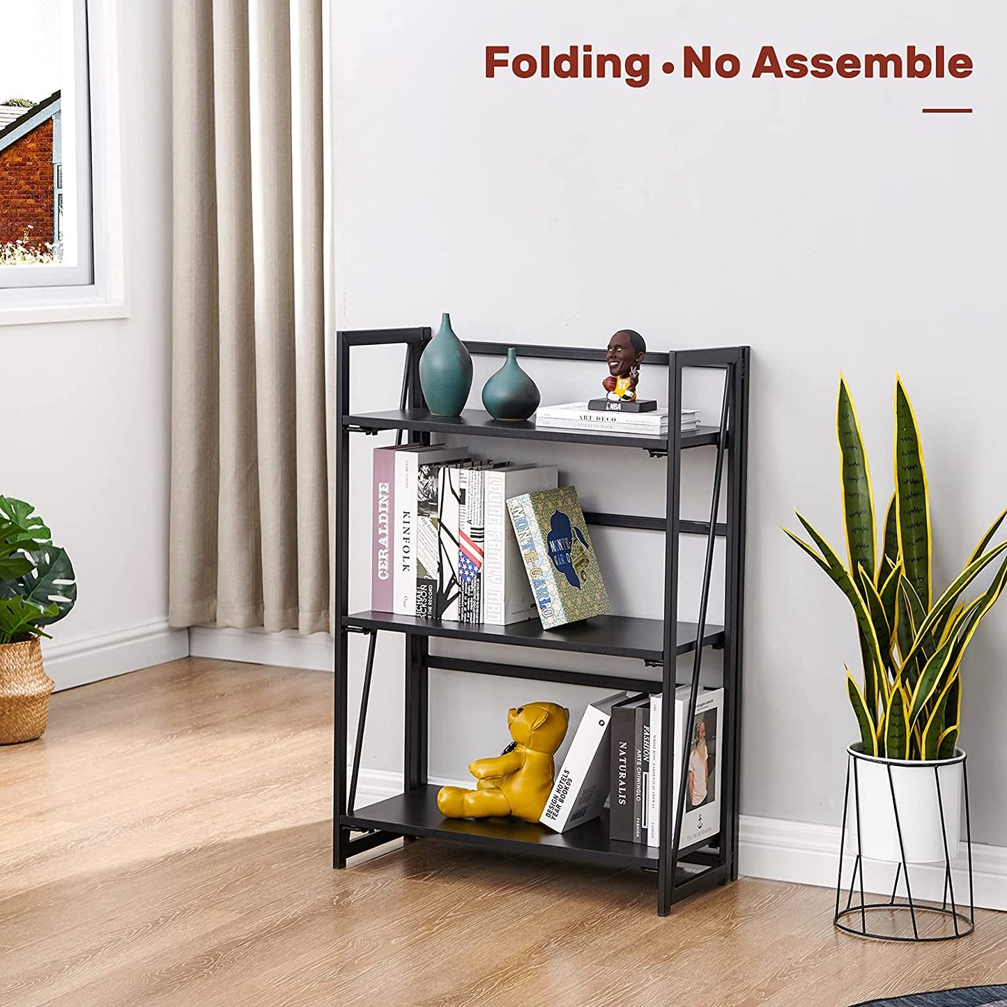 Bookshelf: Vintage 3 Tiers Rustic Metal Book Rack Organizer