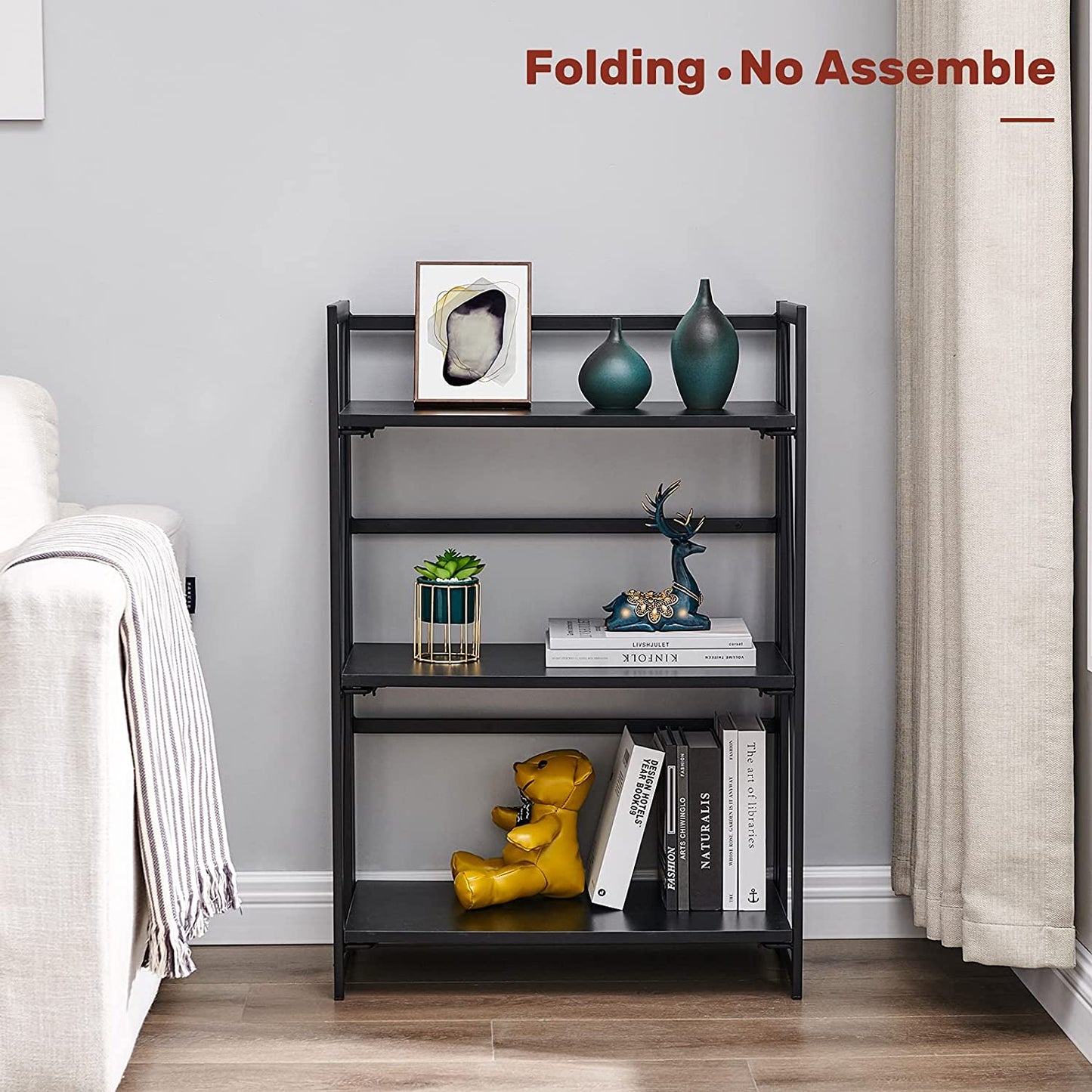 Bookshelf: Vintage 3 Tiers Rustic Metal Book Rack Organizer