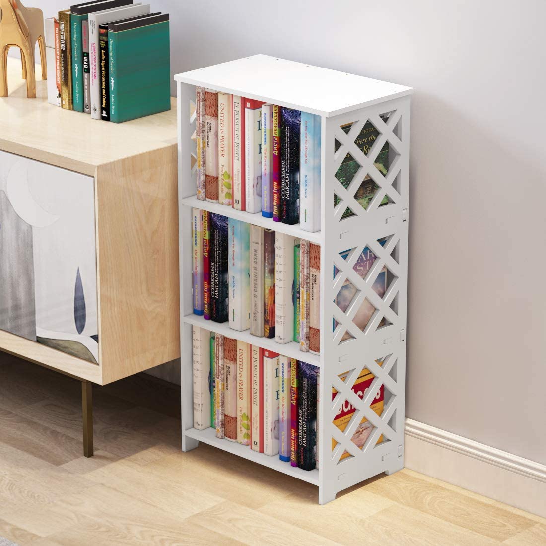 Bookshelf: White 3 Tier Kids Small Bookshelf
