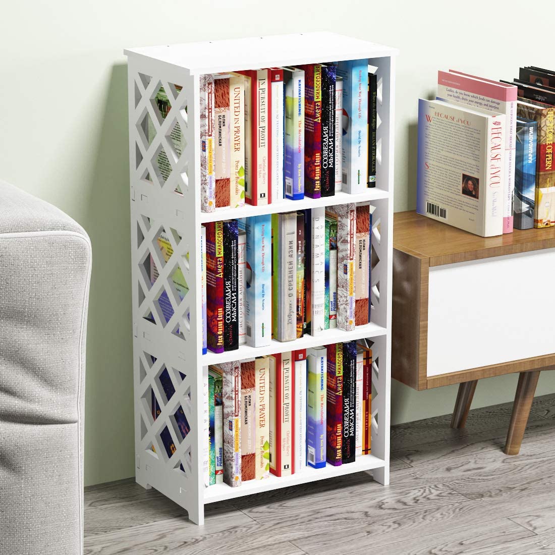Bookshelf: White 3 Tier Kids Small Bookshelf