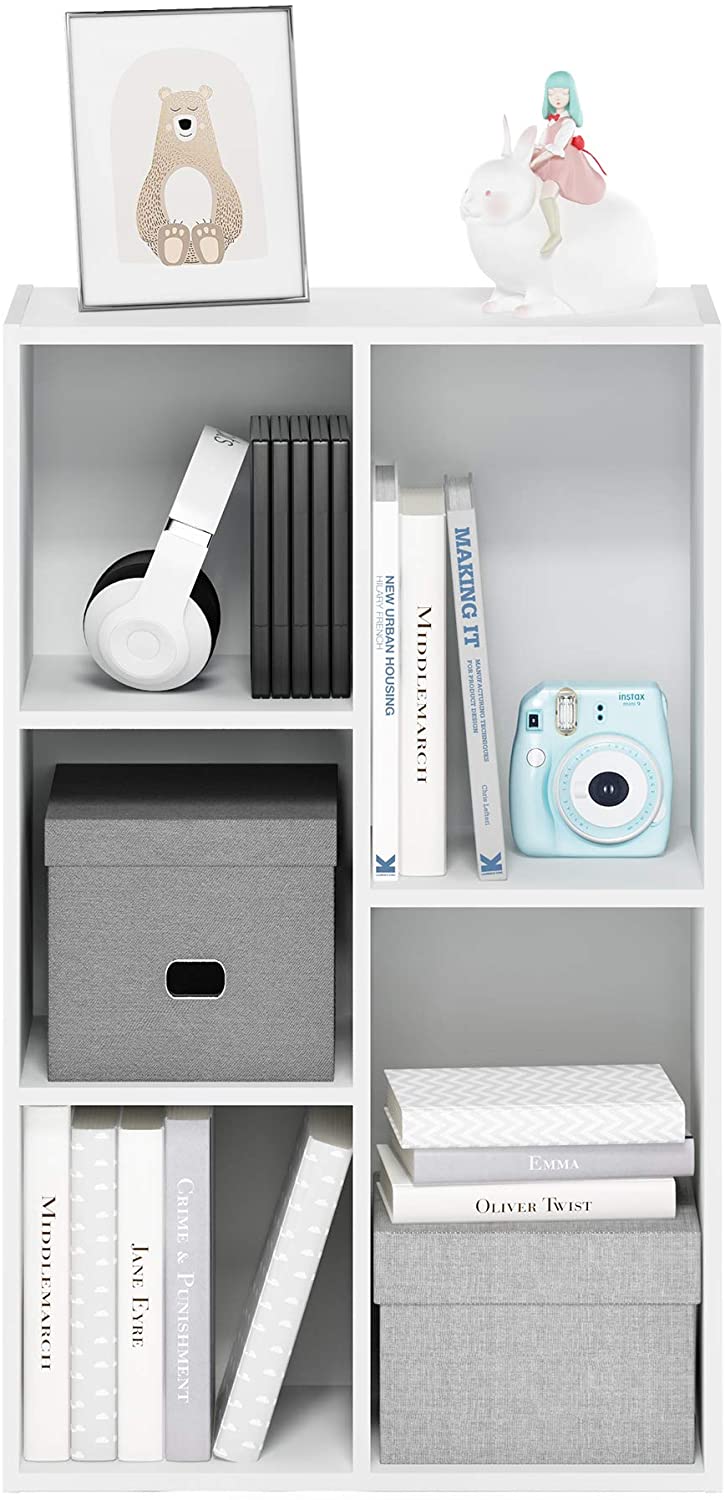 Bookshelf: White 5-Cube Open Shelf