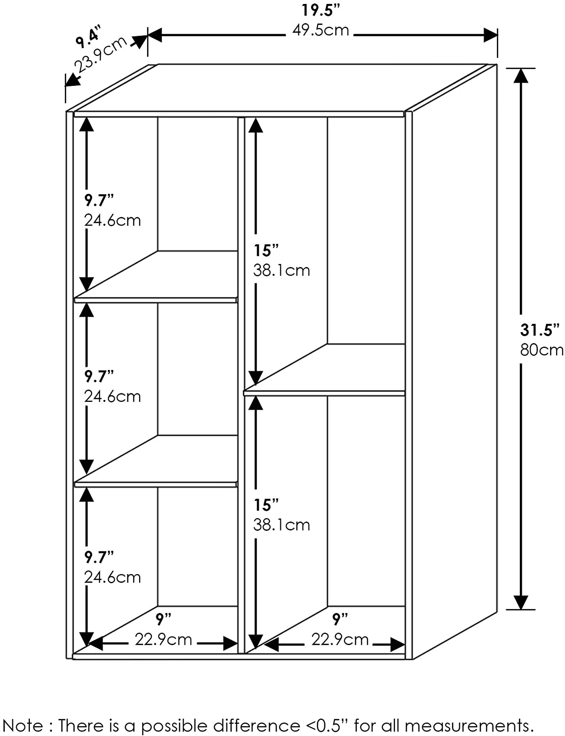Bookshelf: White 5-Cube Open Shelf