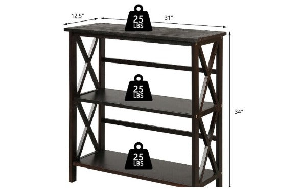 Bookshelf X-Design Style 3-Shelf Bookcase