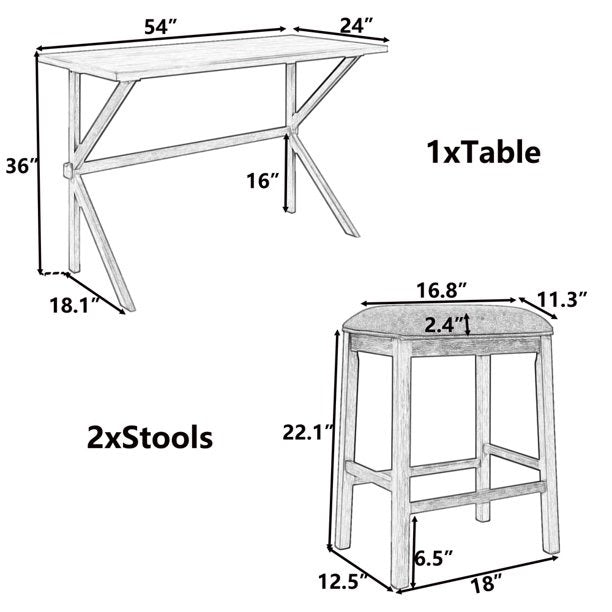 Breakfast Table 2 Seater Counter Height Dining Set