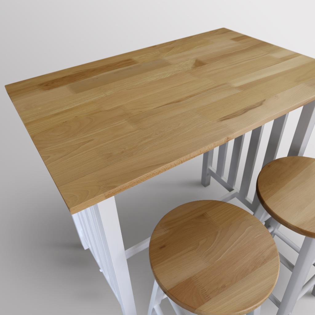 Breakfast Table: 3-Piece Breakfast Set with Solid Hardwood Top