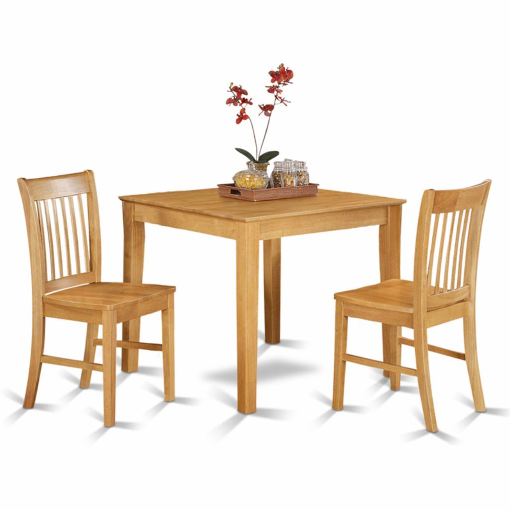Breakfast Table: 3 Piece Slat Back Breakfast Nook Dining Set