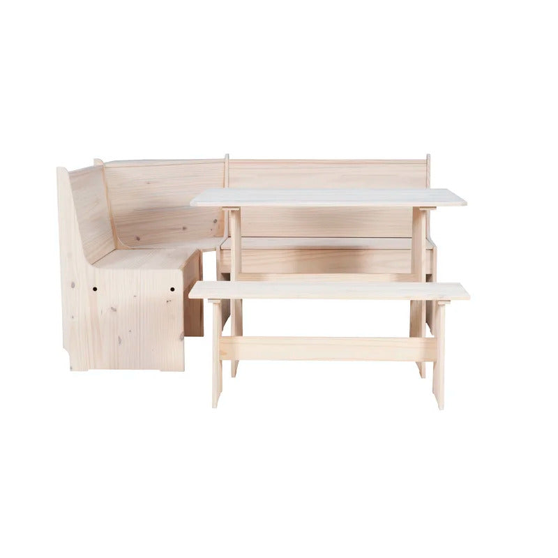Breakfast Table: Pine Solid Wood Breakfast Nook Dining Set