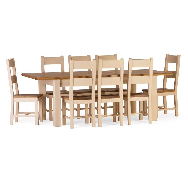 8 Seater Dining Set: Butterfly Leaf Solid Oak Dining Set
