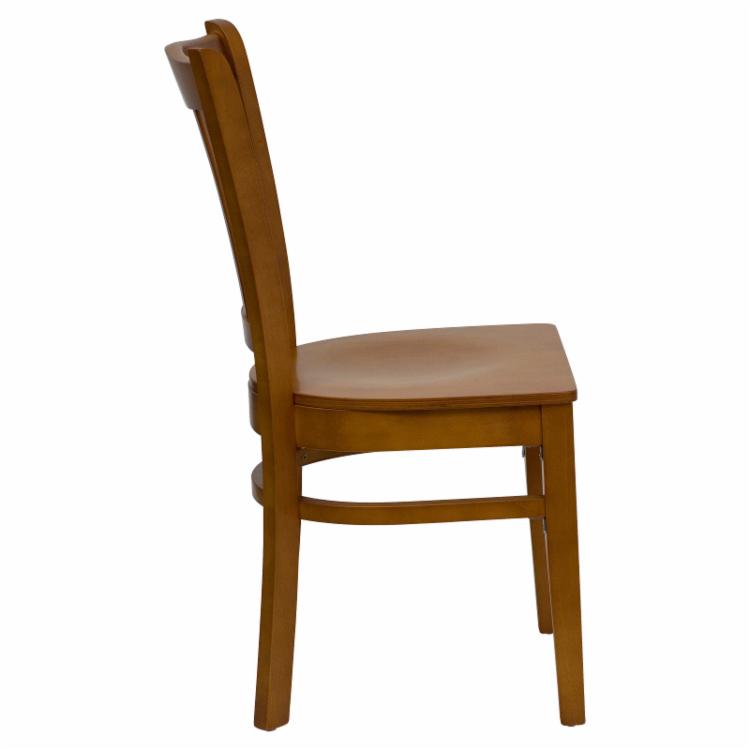 Cafe Chair: 17.75 in. Cherry Vertical Slat Back Restaurant Chair