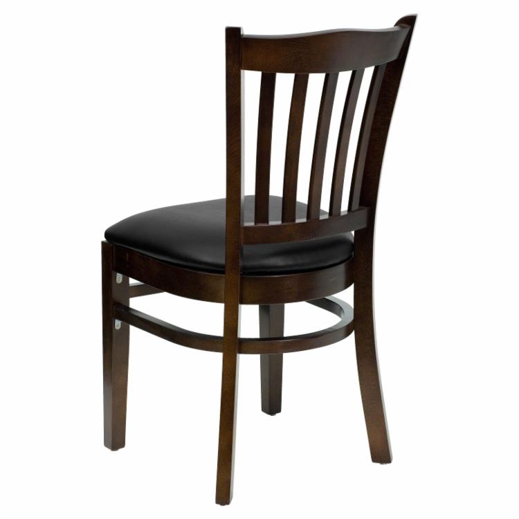 Cafe Chair: 19.25 in. Walnut Vertical Slat Back Restaurant Chair