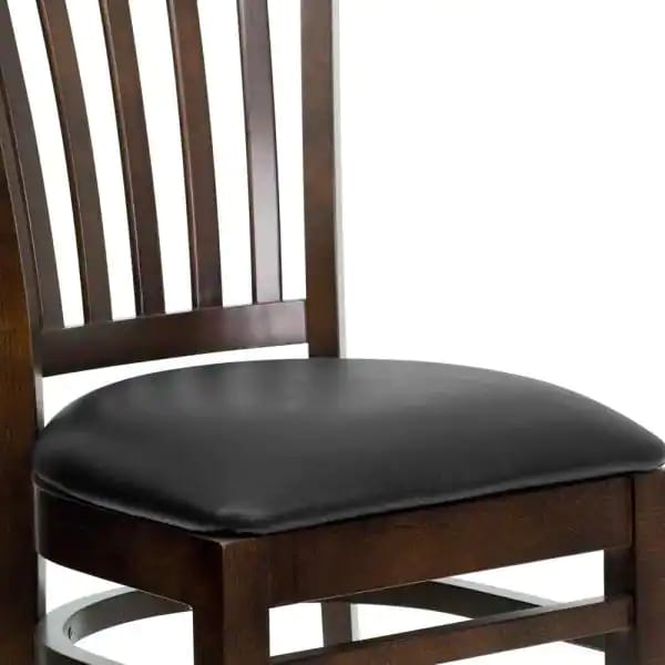 Cafe Chair: 19.25 in. Walnut Vertical Slat Back Restaurant Chair