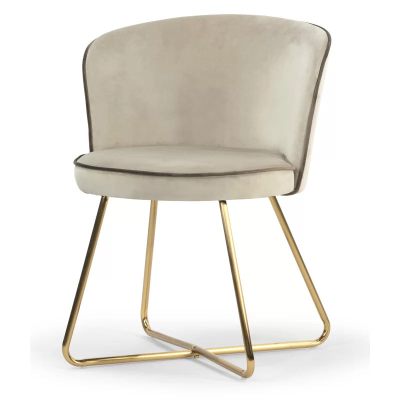 Cafe Chair: Beige Velvet Metal Wingback, Restaurant Chair