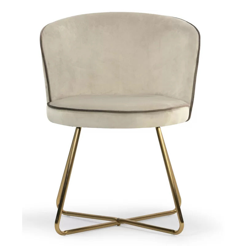 Cafe Chair: Beige Velvet Metal Wingback, Restaurant Chair