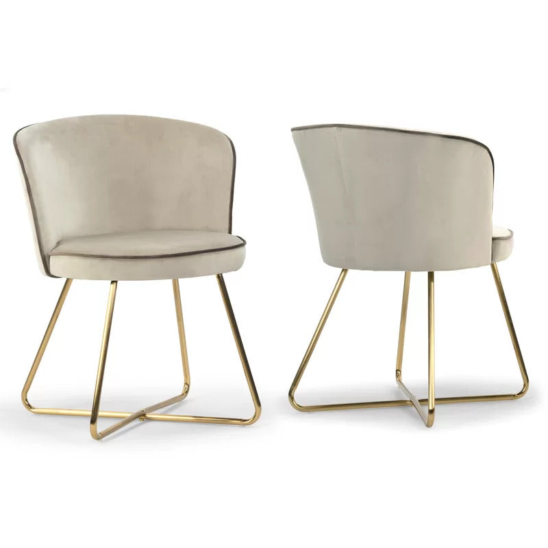 Cafe Chair: Beige Velvet Metal Wingback, Restaurant Chair