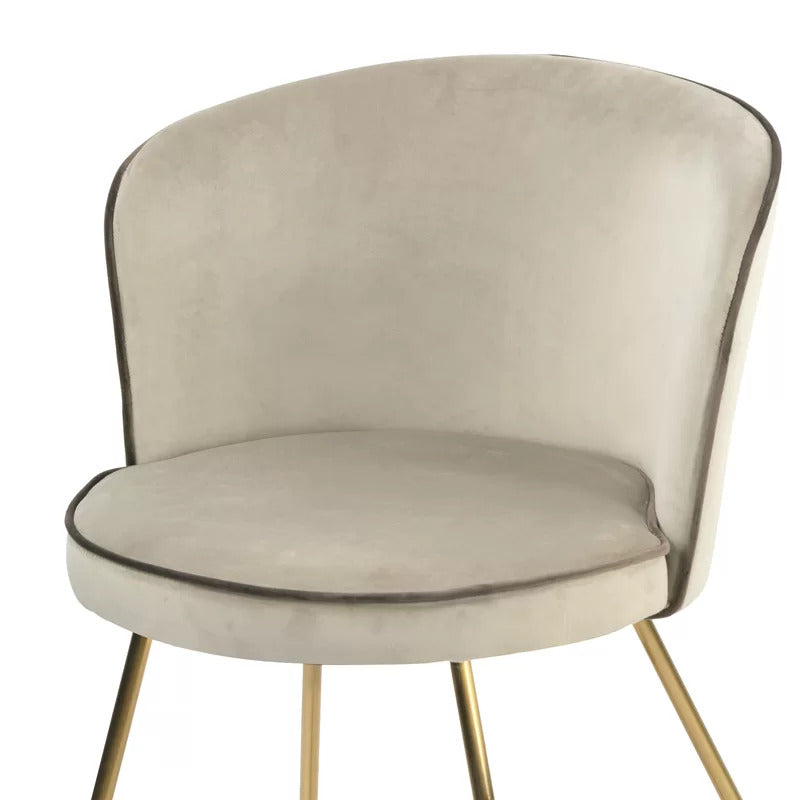 Cafe Chair: Beige Velvet Metal Wingback, Restaurant Chair
