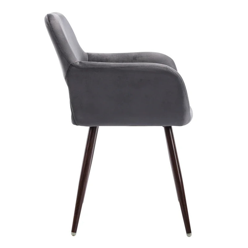 Cafe Chair: Black Velvet Arm Chair, Restaurant Chair (Set of 2)