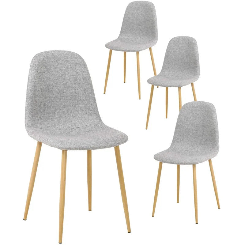 Cafe Chair: Grey Linen Side Restaurant Chair (Set of 4)