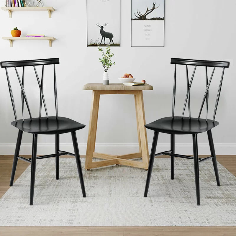 Cafe Chair: Metal Slat Back Restaurant Chair (Set of 2)