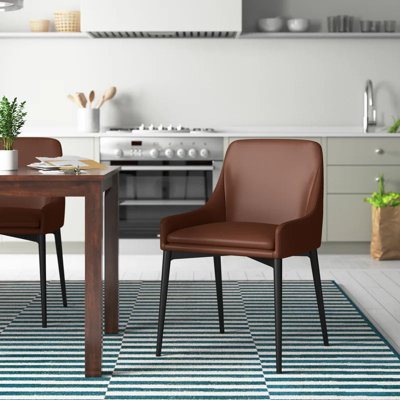 Cafe Chair: Upholstered Parsons Chair in Chocolate (Set of 2)