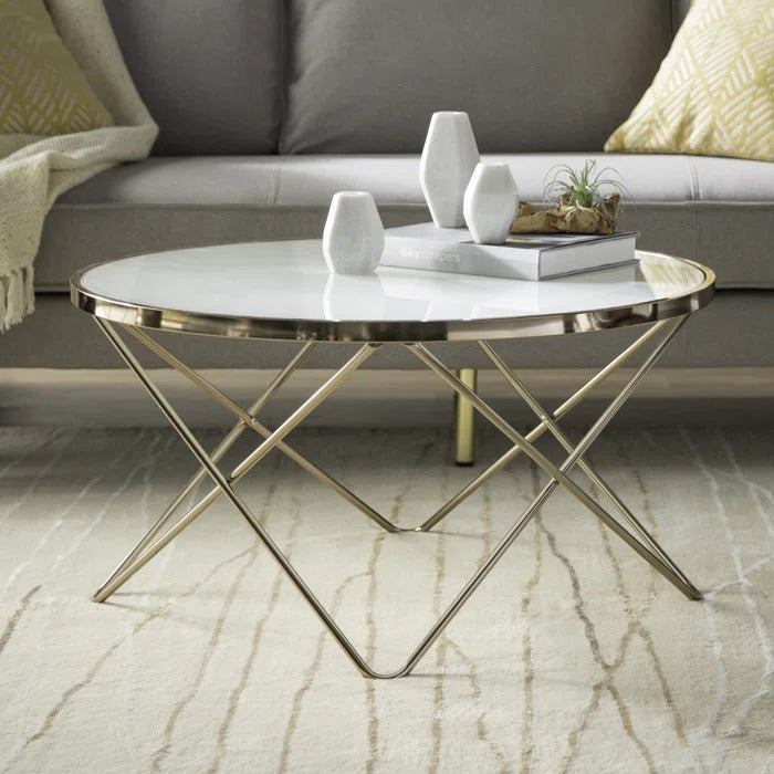 Center Table: 34" Cross Legs Coffee Table