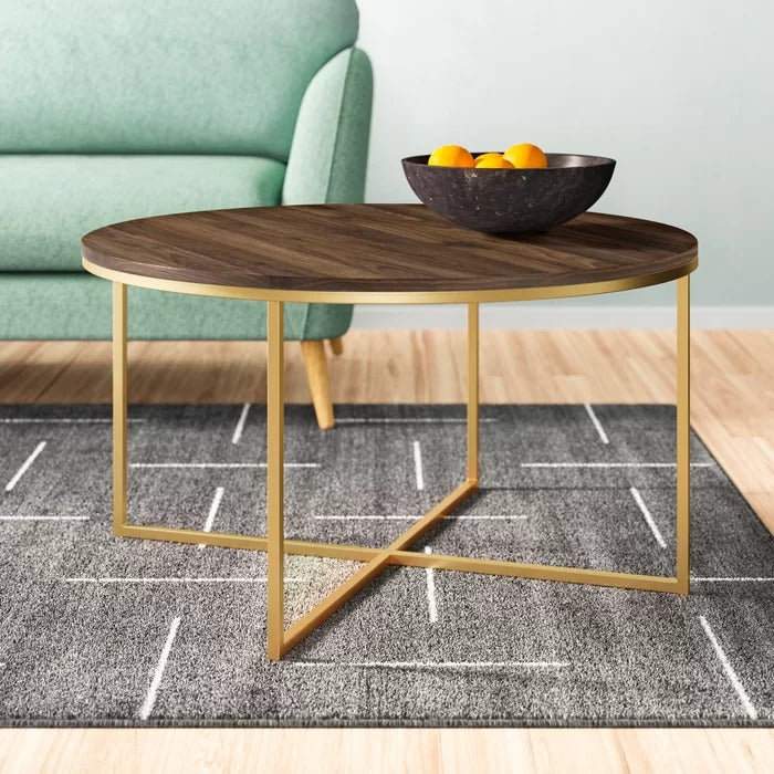 Center Table: 36" Cross Legs Round Coffee Table