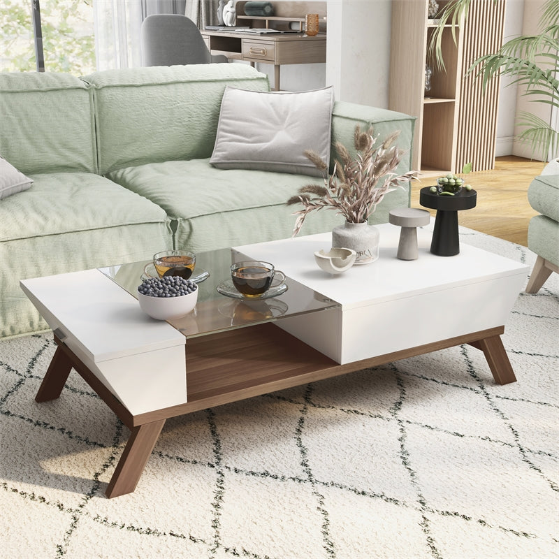 Center Table: 4 Legs Coffee Table with Storage
