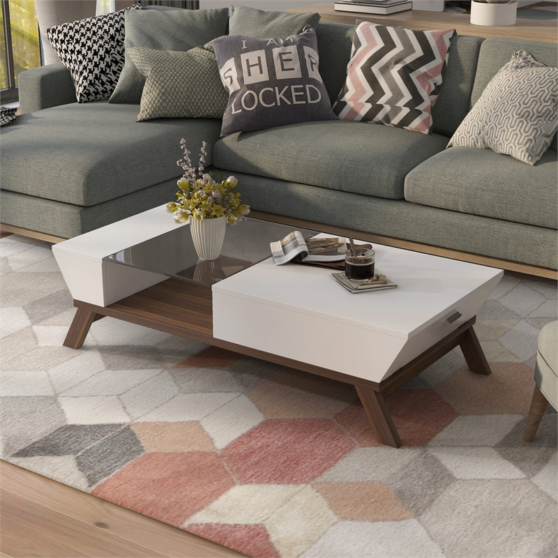 Center Table: 4 Legs Coffee Table with Storage