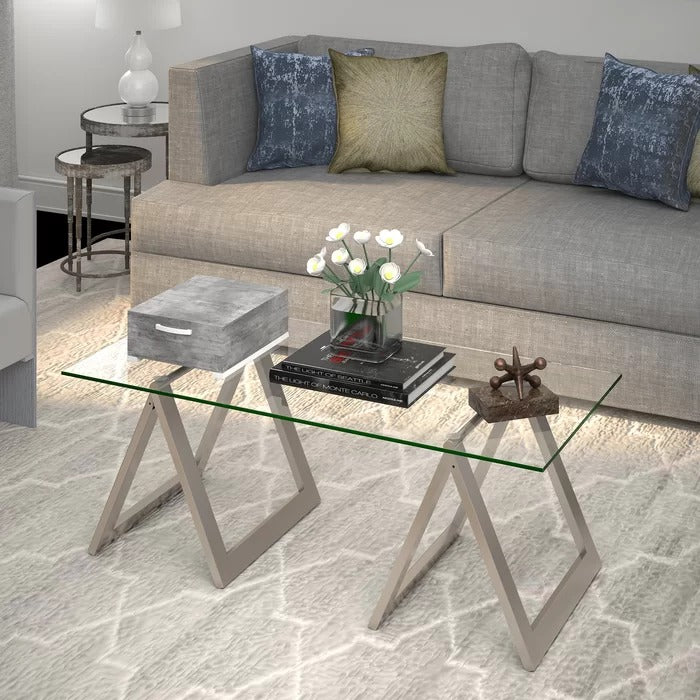 Center Table: Glass Top Coffee Table