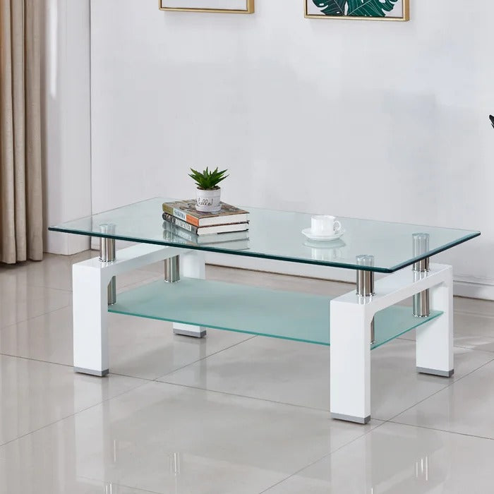 Center Table: Glass Top Coffee Table