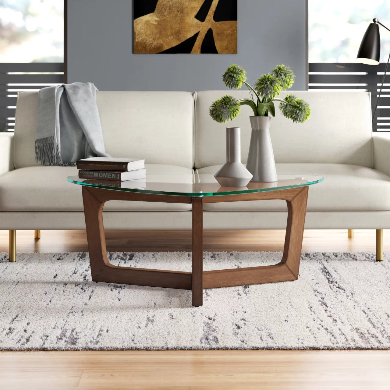 Center Table: Glass Top Coffee Table
