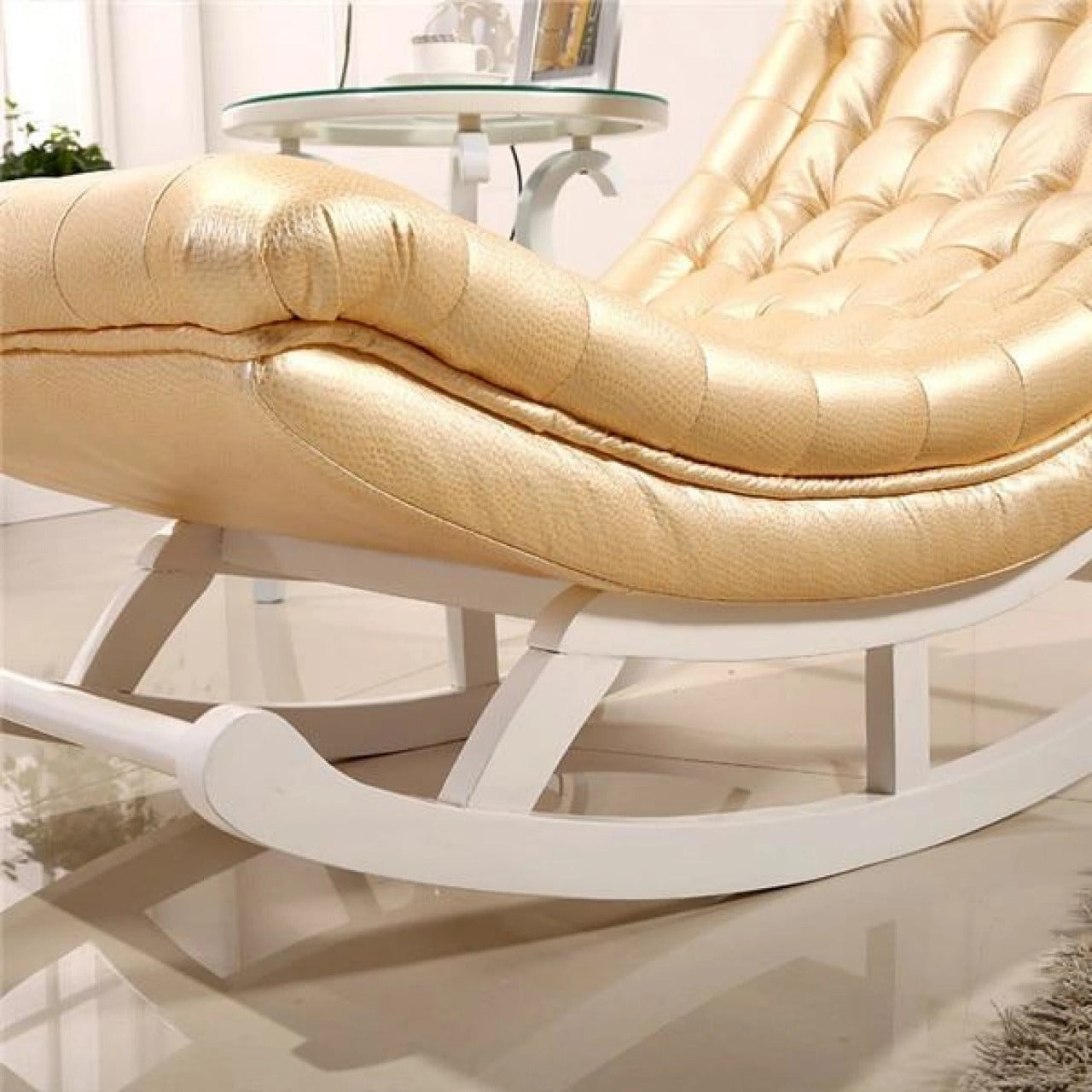Rocking Chair: Glossy Leatherette Rocking Chair