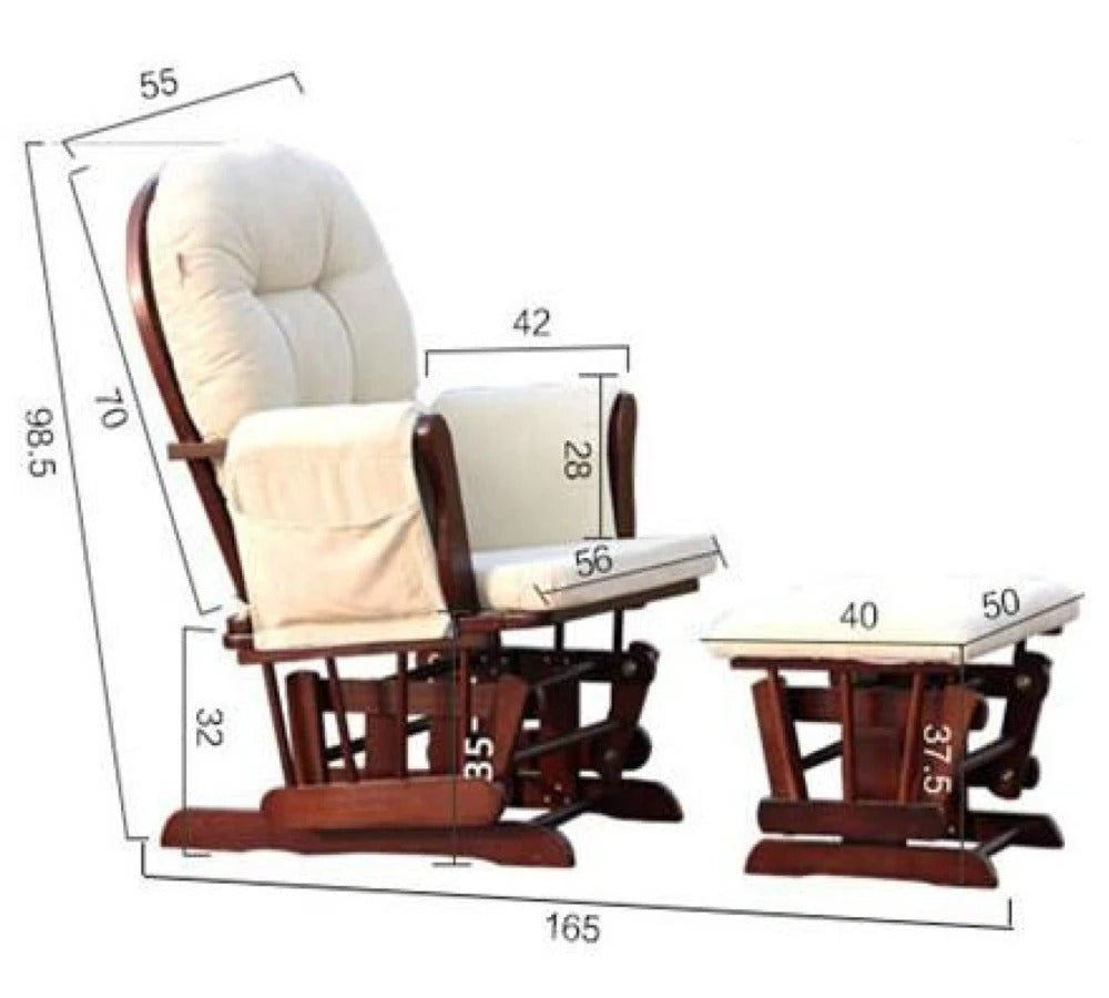 Rocking Chair: Solid Frame Rocking Chair With Ottoman