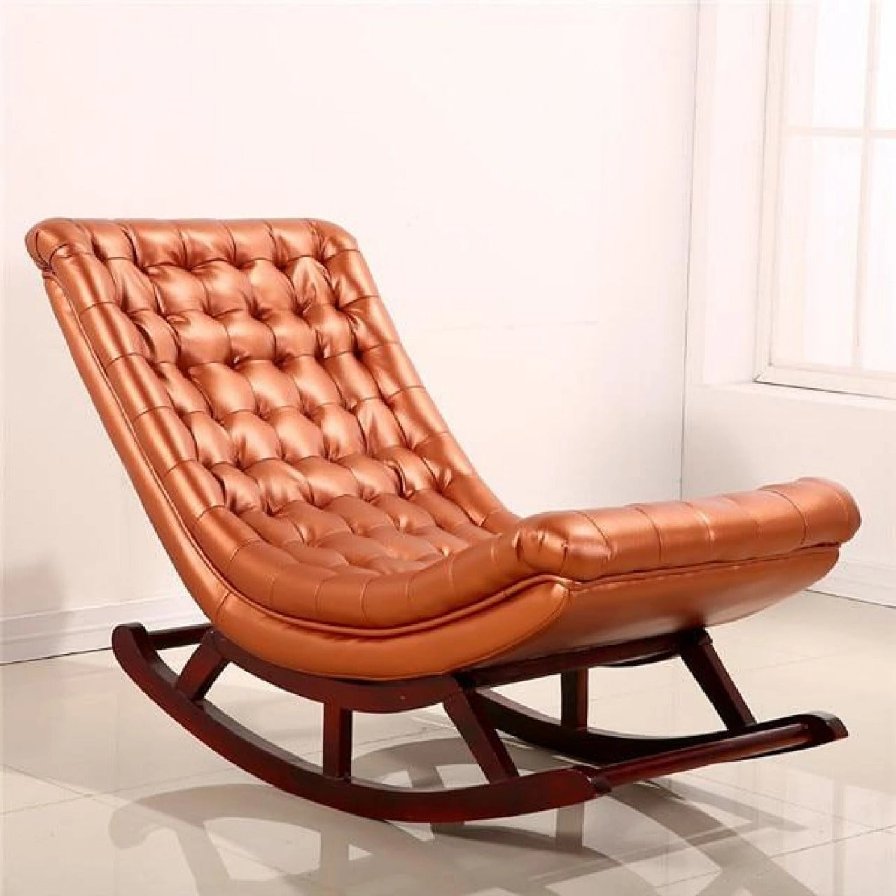 Rocking Chair: Glossy Leatherette Rocking Chair