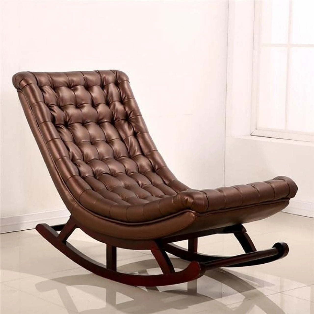 Rocking Chair: Glossy Leatherette Rocking Chair
