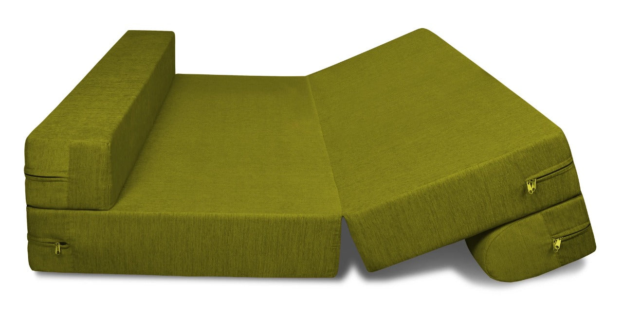 Sofa Cum Beds: 2 Seater Sofa Bed-Green- 4ft x 6ft with Free micro fiber Designer cushions